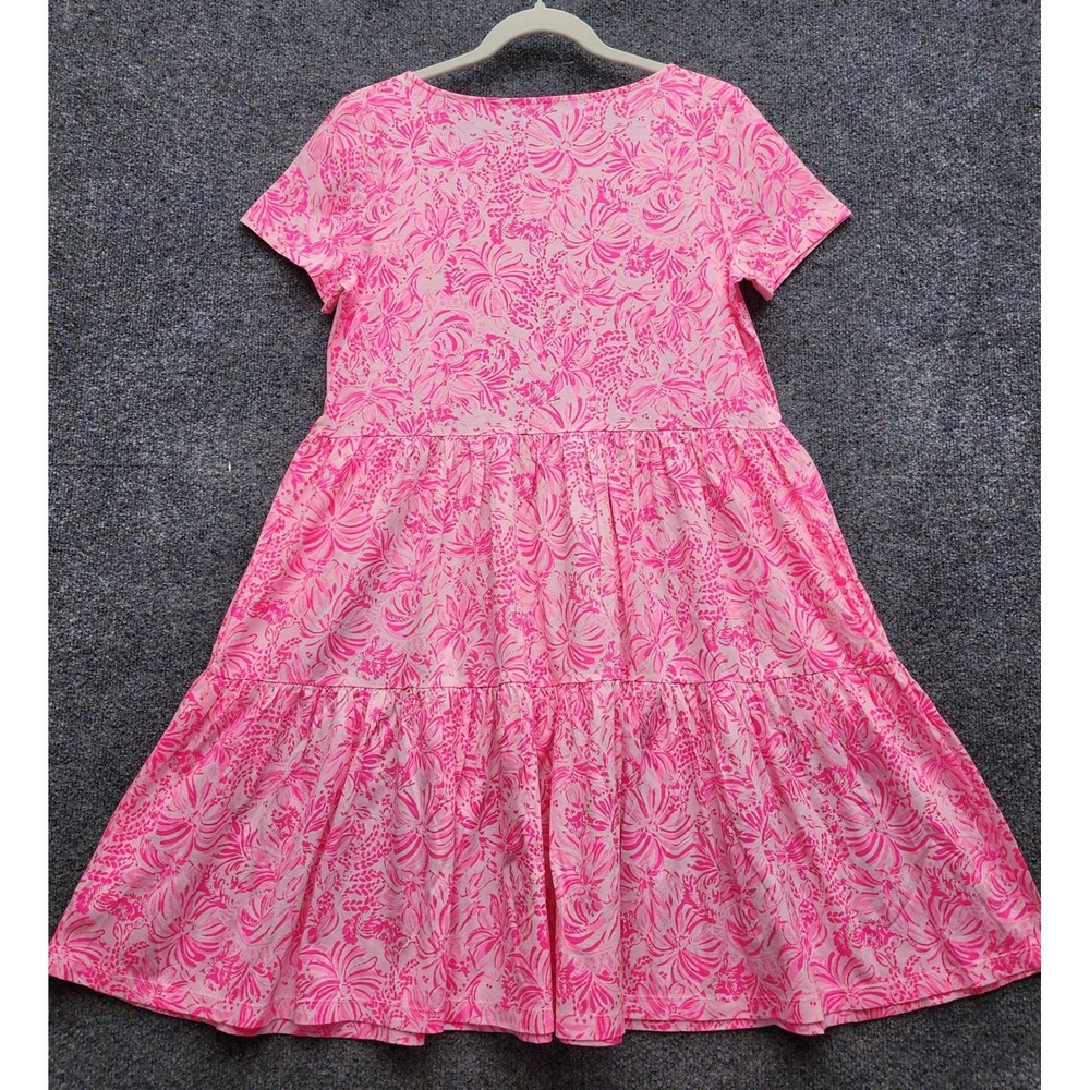 NWT Lilly Pulitzer Geanna Tiered Cotton Floral Midi Dress Pink Blossom Size M - Picture 10 of 10